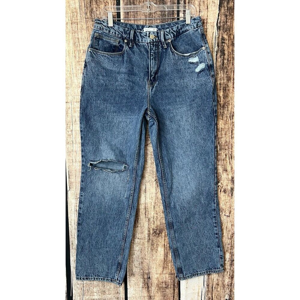 Good American 10/30 Good 90s Duster High Rise Straight Leg Jeans Rigid Denim